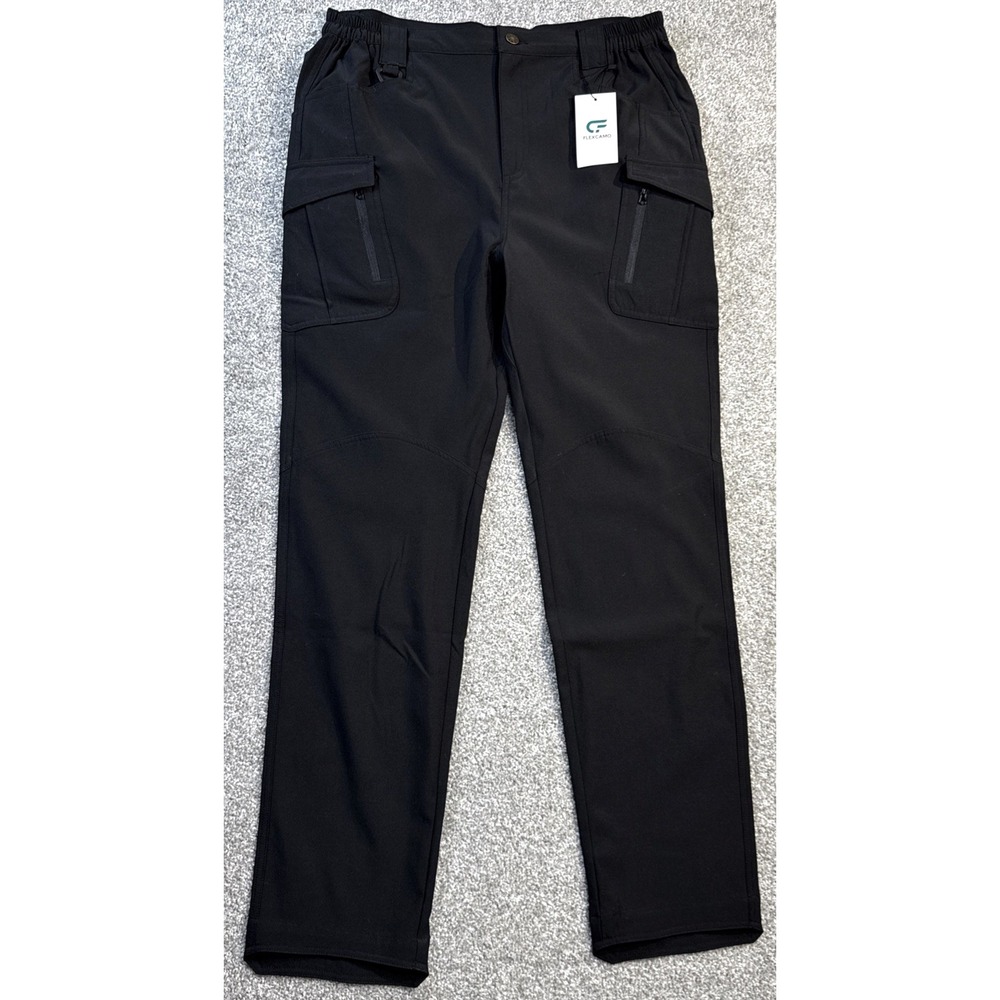 FlexCamo Tactical Cargo Pants‎ Men L-32 Black Ripstop Utility Work NWT